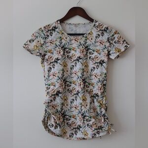 Modli Calypsa cap sleeve swim shirt ruched sides floral pattern